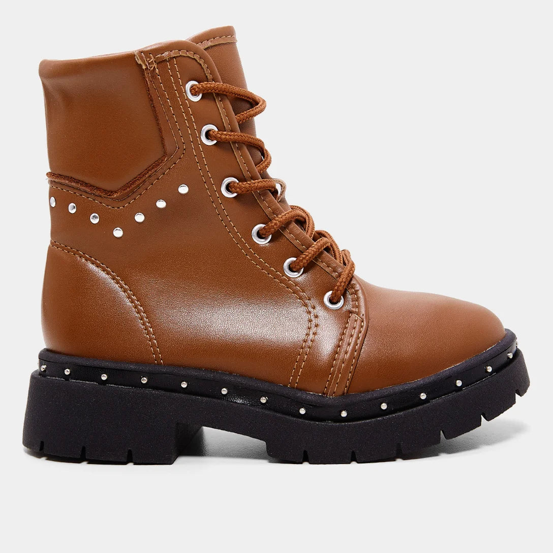 Bota Coturno Infantil Molekinha Menina - Caramelo